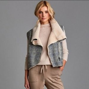 Adyson Parker plaid vest size S gray blue zip front oversized collar warm NWT